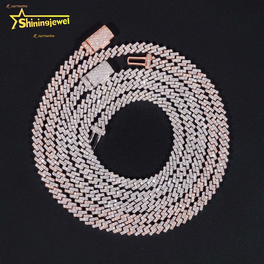 Iced OutJewelry One Row Hip Hop Thin Two Tone 5mm Width Pass Diamond Tester 925 Sliver Moissanite Cuban Link Chain
