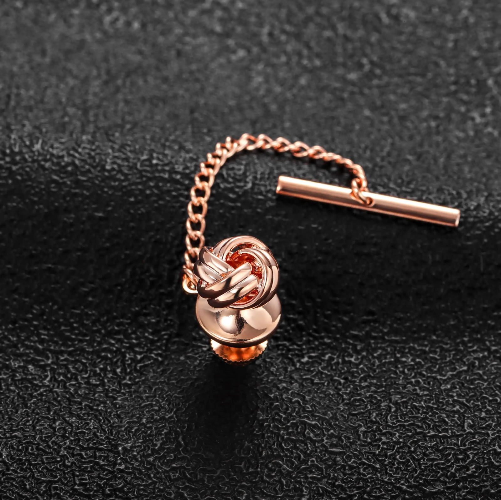 HAWSON Metal Knot/Kink Tie Tack with Guard Pin for Necktie Gold/Rose Gold/Imitation Rhodium Plated Tie Accessory Gift for Men 250420