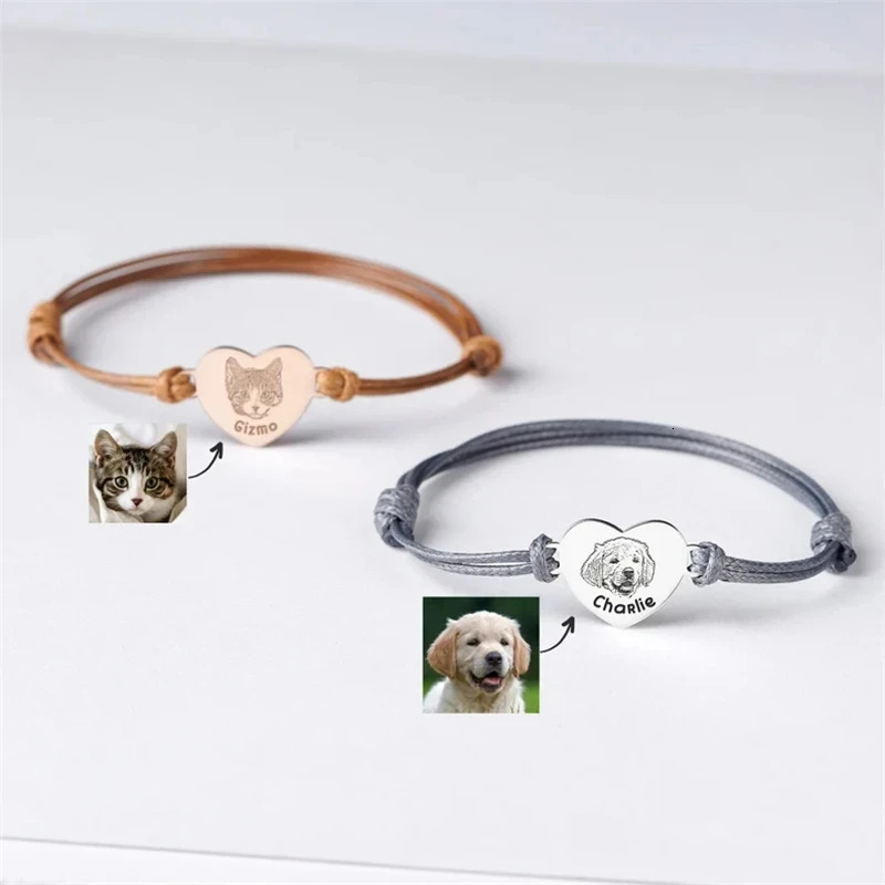 Custom Pet Portrait Bracelets For Women Personalized Dog Po Stainless Steel Adjustable Pet Owner Lover Bracelet Jewelry Gift 250430