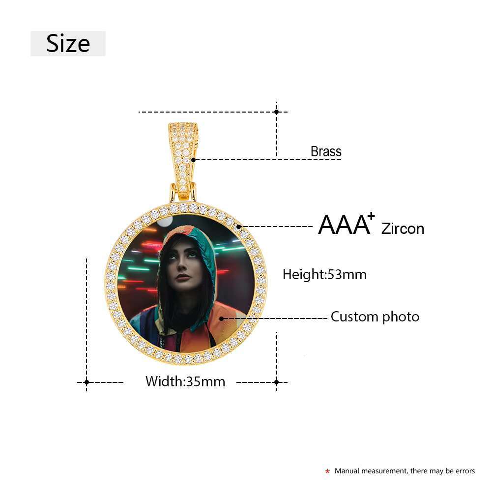 Engraved Custom Photo Pendant Necklace Frame Memory Medallions Pendant Necklace Mens Jewelry Silver Gold Necklaces Hiphop Zircon