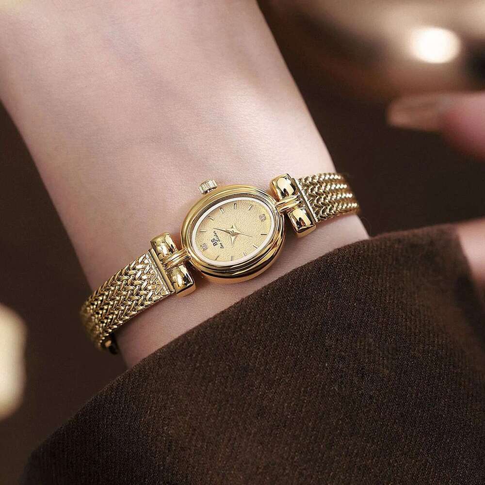 Women's Watches Brand Oval Quartz Watch Gifts For Women Vintage Elegant Waterproof Golden Wheat Bracelet Wristwatch
