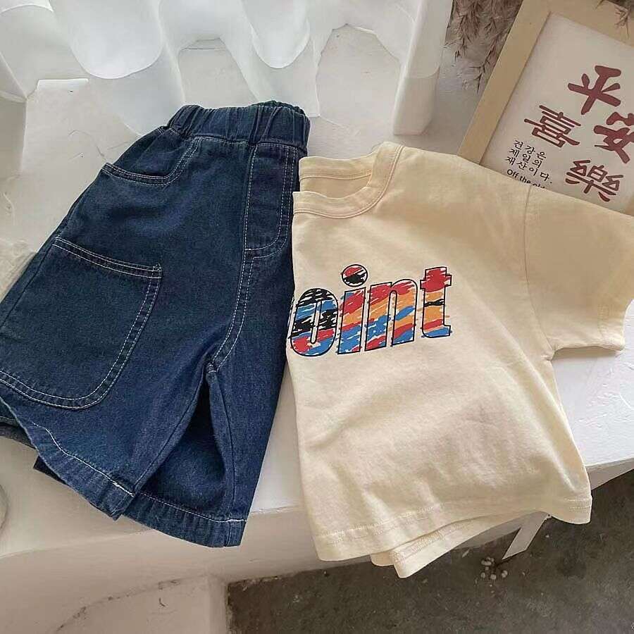 Korean Children's Clothing Short Sleeved T-Shirt For Boys And Girls, 2025 Summer Fashion Cartoon Printed Round Neck Loose Top