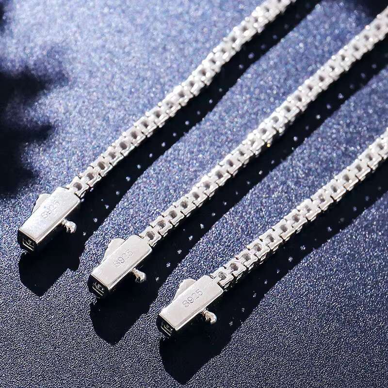 Moissanite Necklace Men Iced Out 925 Silver Moissanite Bracelet Tennis Chain Spring Clasp VVS D Moissanite Tennis