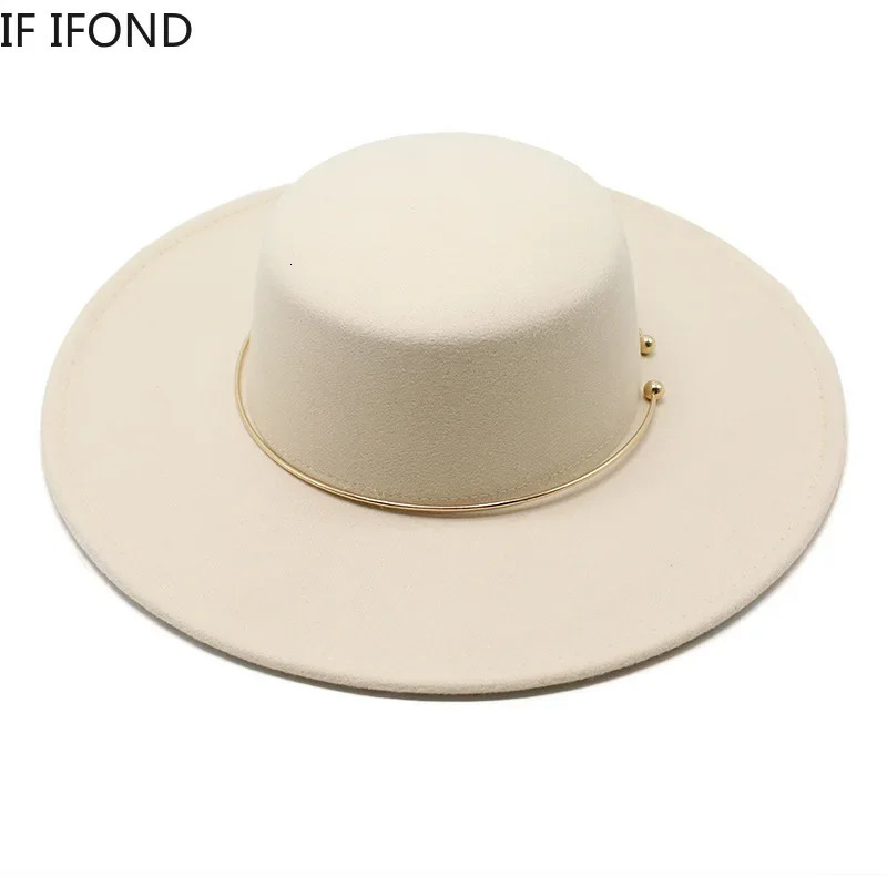 French Style 10CM Wide Brim Derby Top Hat Socialite Wind Hepburn Wind Wool Felt Fedoras Hat Elegant Wedding Dress Hat 250430