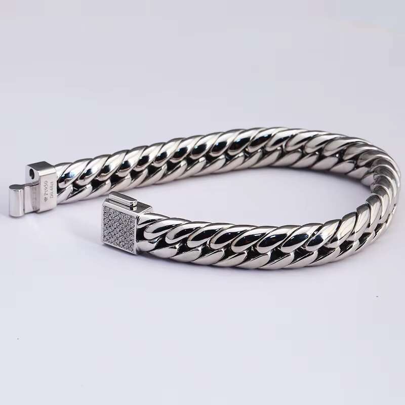 Miami Men Cuban Bracelet VVS Moissanite Cuban Link Chain Punk Gold Plated Hip Hop Diamond Bracelet S925 Sterling Silver Bracelet