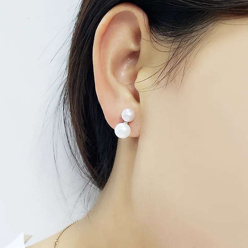 Wedding Sier Natural Freshwater Pearl Necklace And Earrings Set For Women Customers White Black