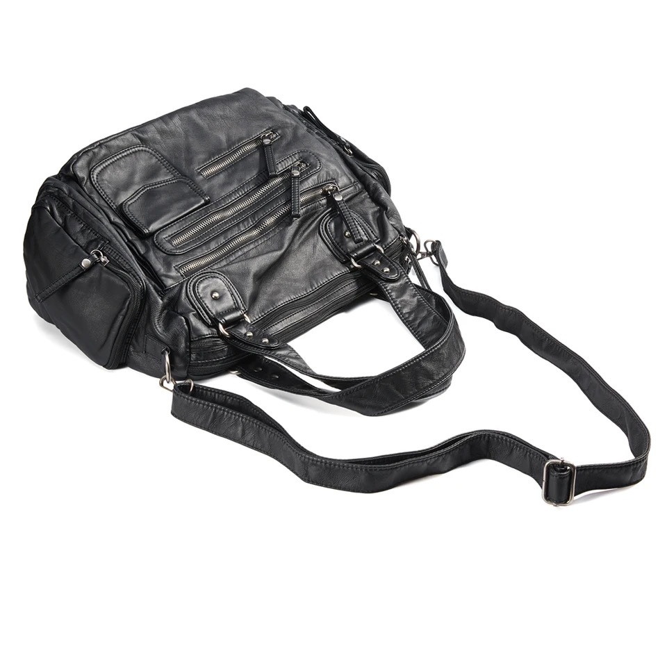 Ladies' washed old Y2K motorcycle large capacity multi pocket Japanese and Korean trendy spicy girl shoulder bag