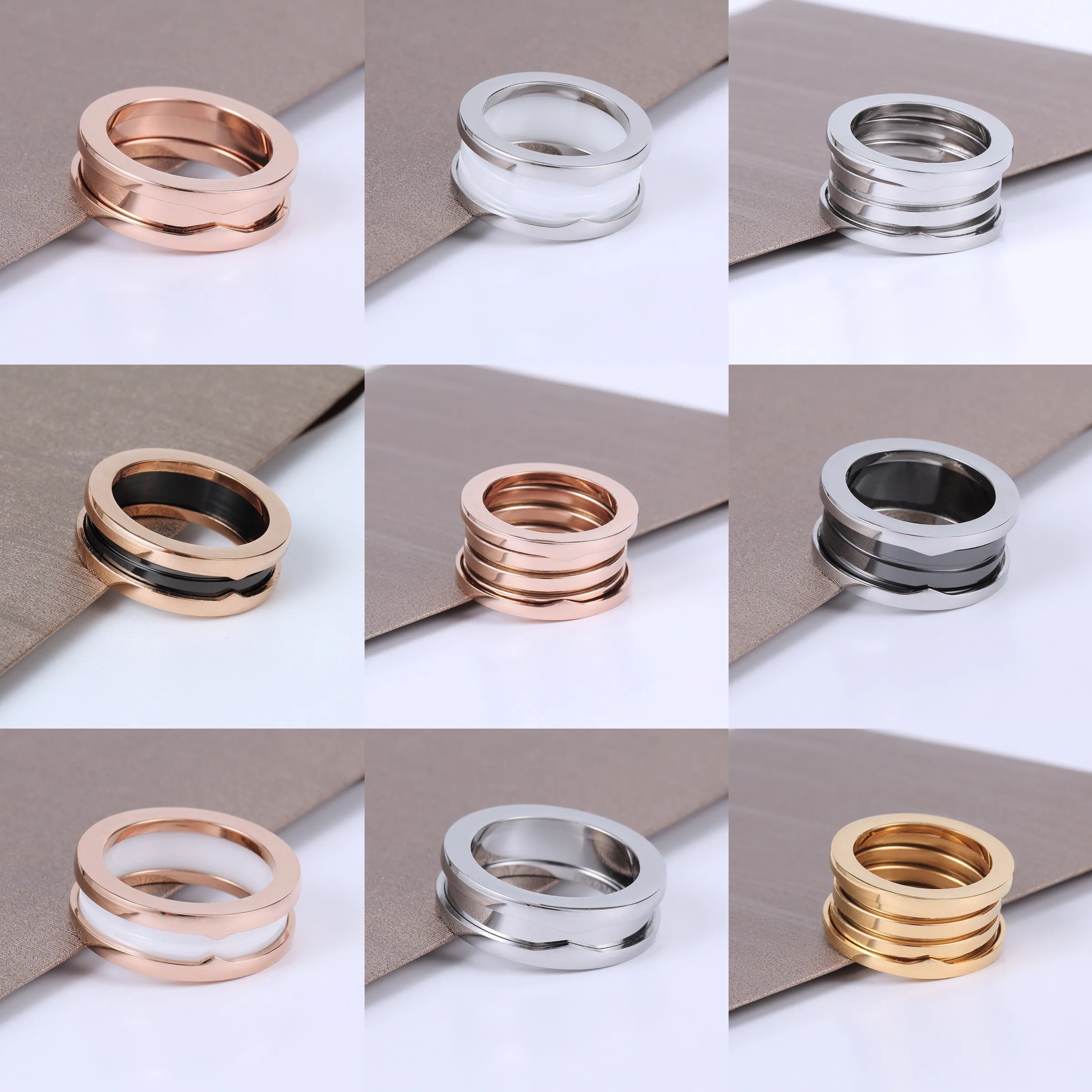 Designer Spring Ring Classic Ceramic Men's and Women's Ring Fashion Ring Titanium Steel Gold Ring Gift