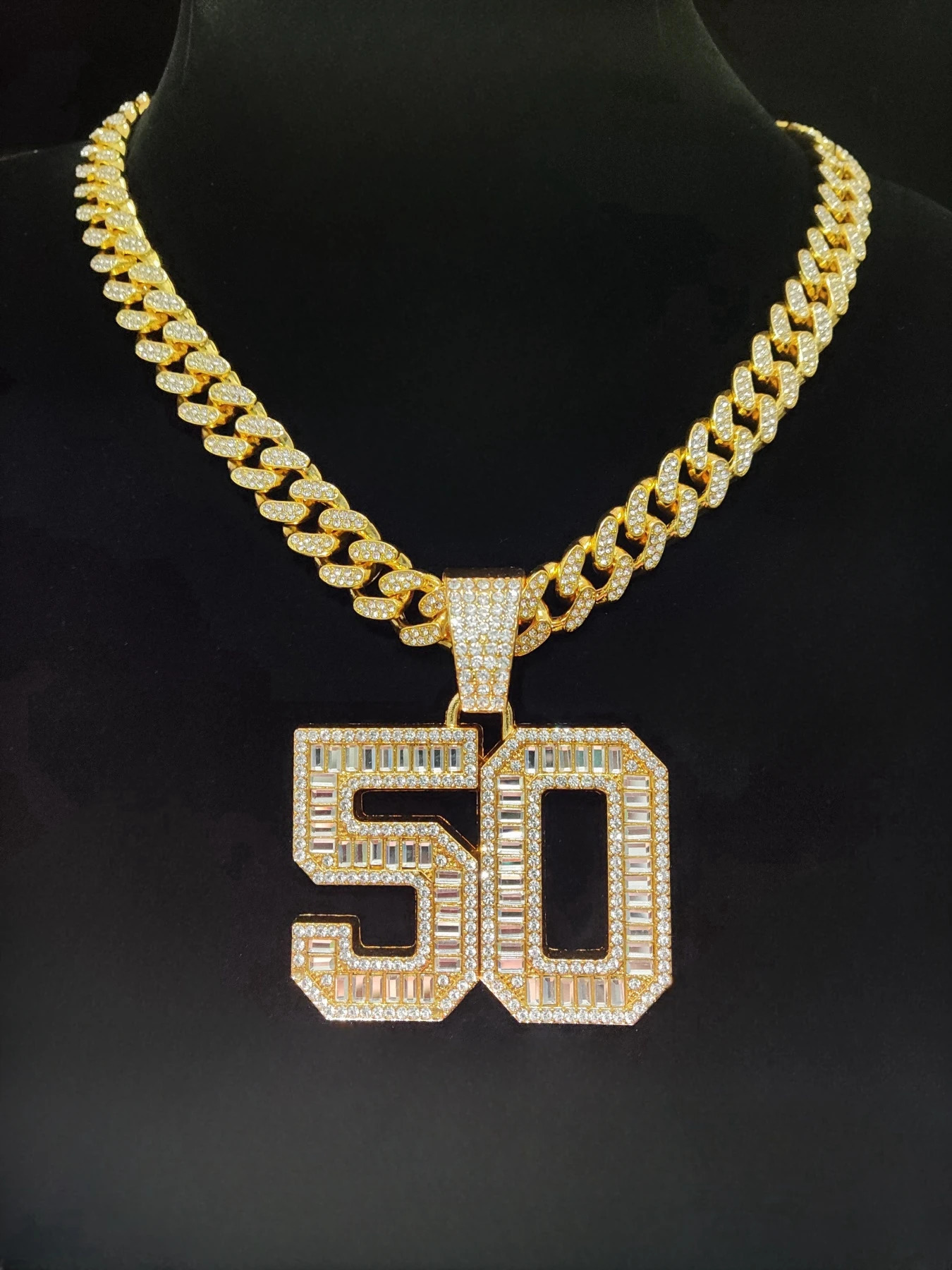 Arrived Hip Hop 50 Number r Pendant Necklace Men Women Chain Iced Out Bling Necklaces HipHop Jewelry Fashion Gift 250428