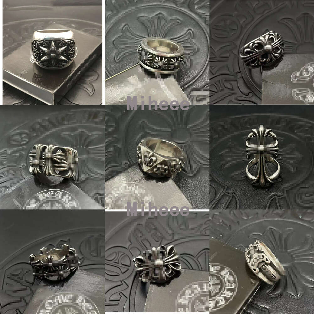 2025 Designer Chrome ring Cross Rings S925 Silver Plated Hip Hop Men And Women High Quality Vintage Cross Open Thai Silver Ring Jewelry Gift chorme ring M037