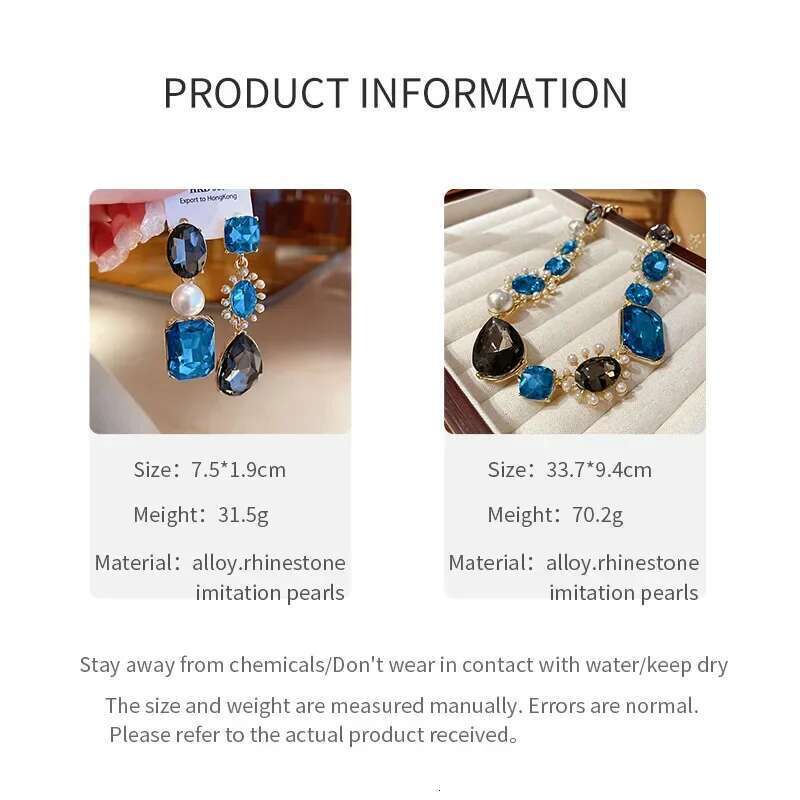 3 Pcs French Light Jewelry Set For Women Water Drop Rhinestone Pearl Necklace Fashion High Sense Accessories Sets Wedding