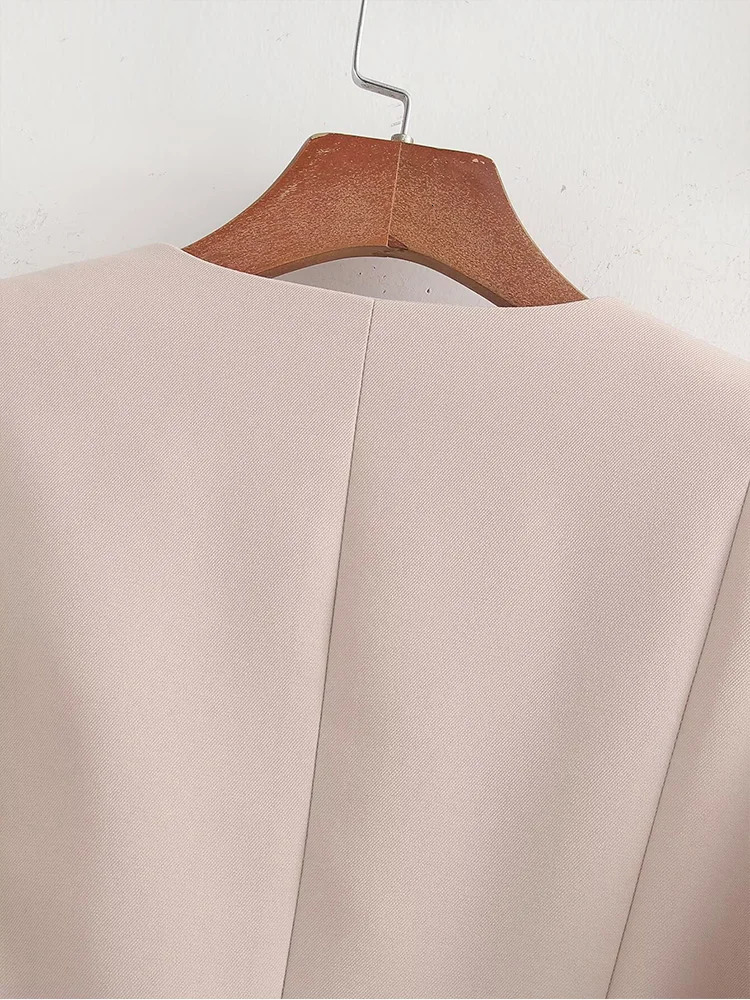ZAJIA womens clothing European and American style lapel round neck long sleeved slim fit suit jacket 250428