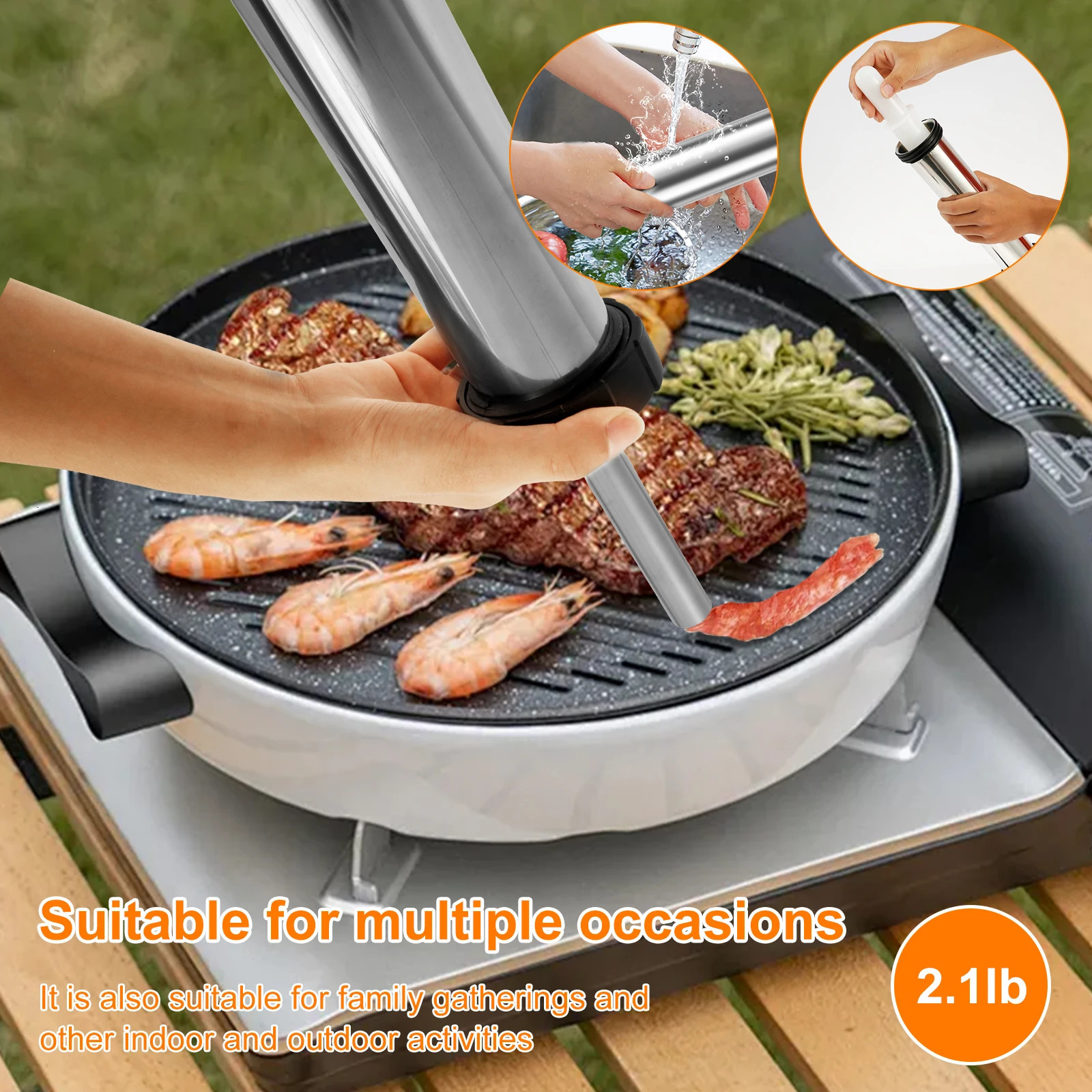 Stainless Steel Sausage Stuffer Kit Manaul Meat Syringe Jerky Gun Kitchen Homemade Canned Sausage Tool with Thickened Handles 250429