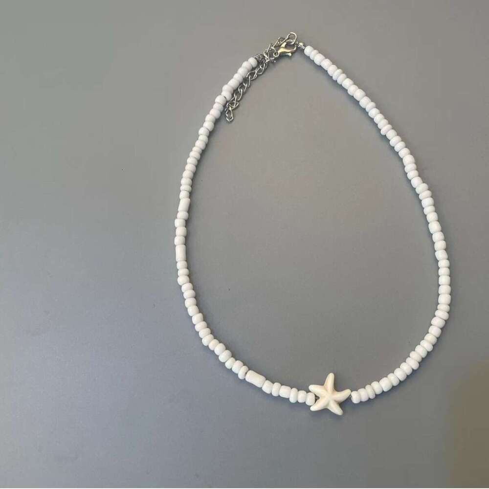 Couple Bohemian Rice Bead Necklace Handmade Beaded Clavicle Chain Beach Personalized Starfish Jewelry