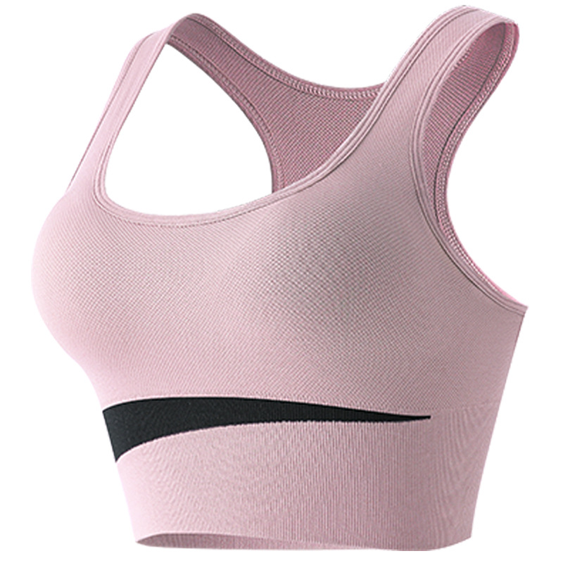 Contrasting color beauty back sports underwear women's steel-free rim shock-proof vest gather fitness running yoga quick-drying sports bra