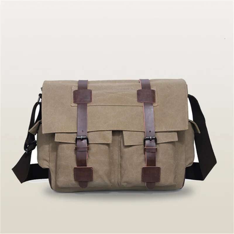 Men's Business Messenger Bags For Men Shoulder Vintage Canvas Crossbody Pack Retro Casual Office Travel Bag