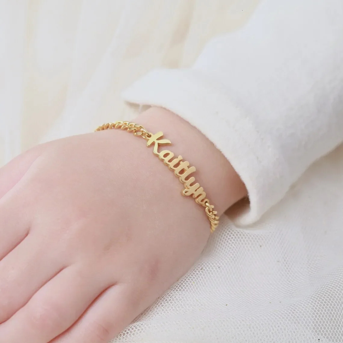 Personalize Custom Baby Name Bracelet Gold Color Stainless Steel Adjustable Bracelet Born To Child Girls Boys Jewelry Gift 250430