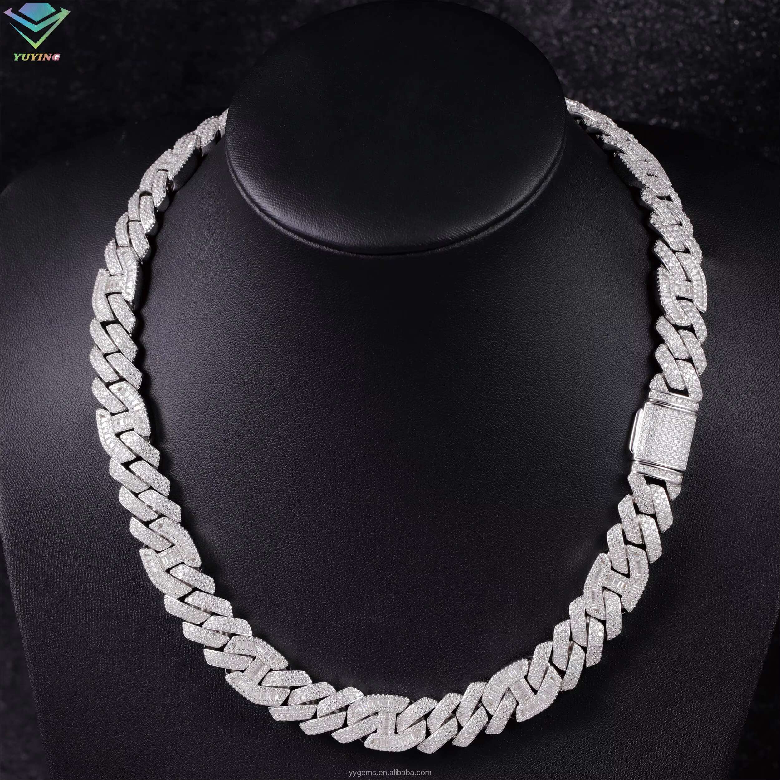 VVS Moissanite Iced Chain for Men 15mm Wide 925 Solid Silver Gold Plated Rapper Necklace Iced Out Diamond Cuban Link Chain