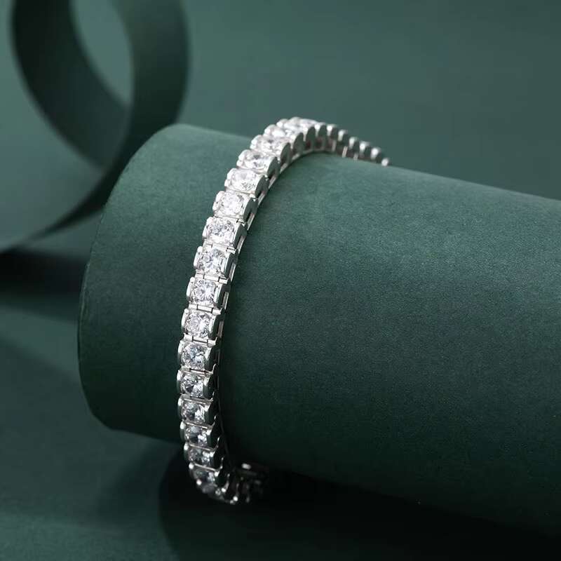 Hip Hop 925 Sterling Silver 3.5mm Moissanite D Color Vvs Womens Tennis Bracelet Jewelry