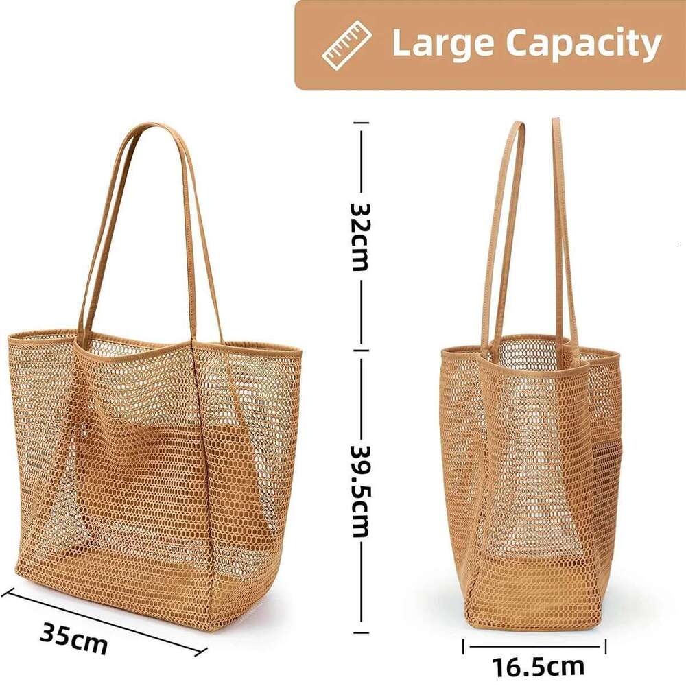 Mesh Beach Tote Womens Shoulder Handbag,Women's Portable Washing And Swimming Clothing Storage Bag