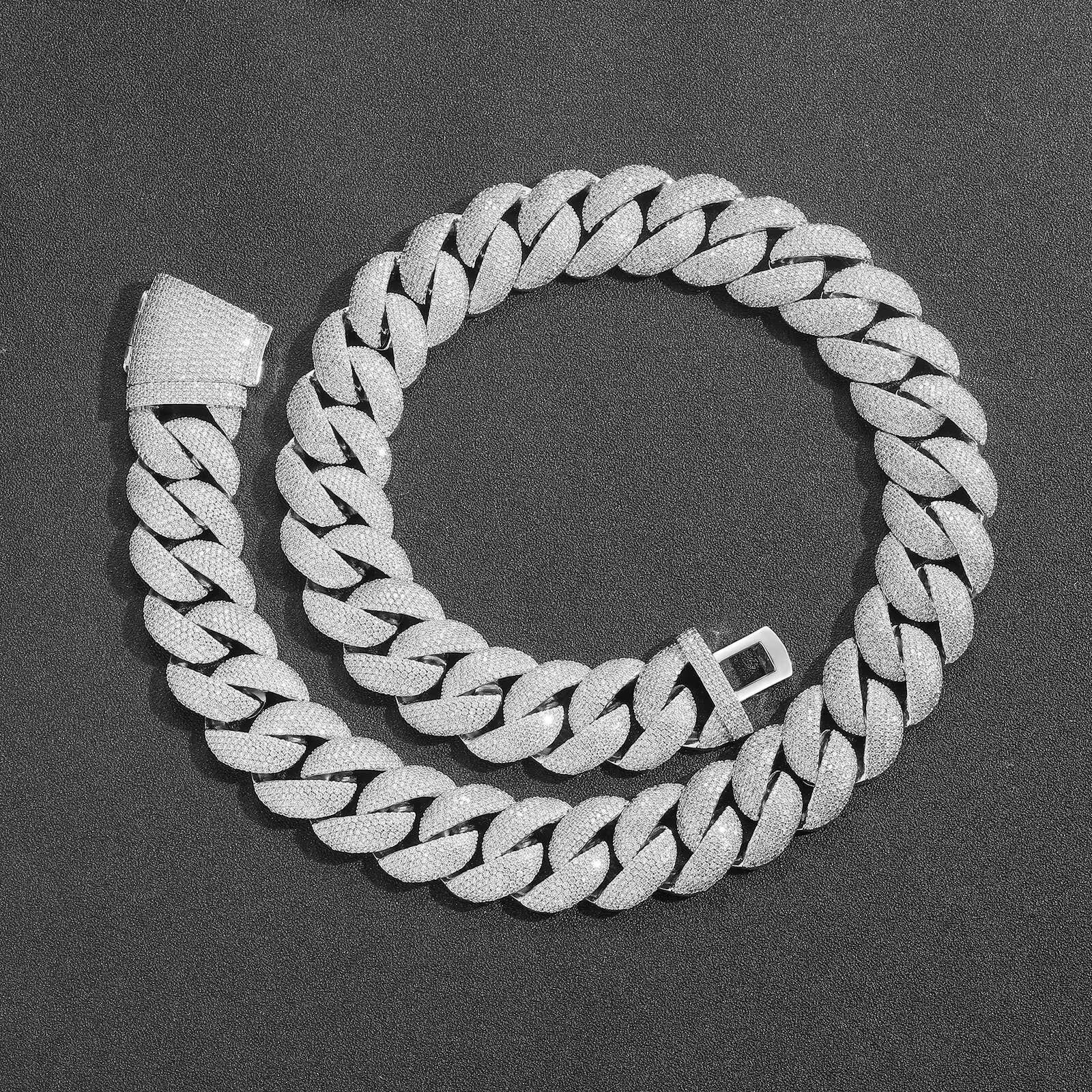 2025 Hip Hop Jewelry 22mm Iced Out 5-Row Diamond Chunky Miami Cuban Link Bracelet Fashion Chains Necklace