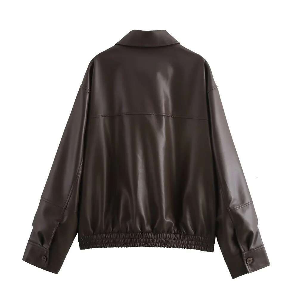 BM&MD&ZA autumn new women's clothing simple loose casual fashion all-match imitation leather pilot jacket