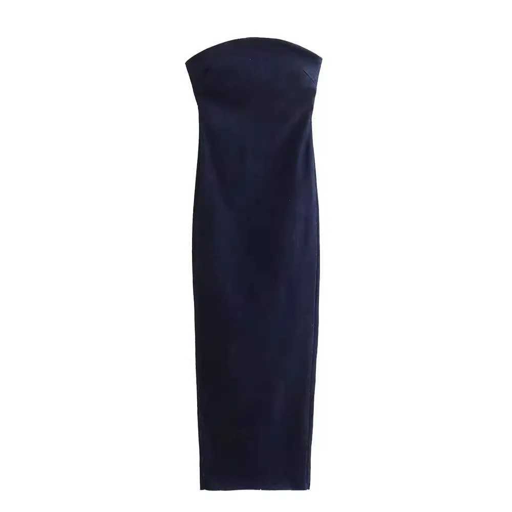 Shoulder denim dress womens blue tight corset long dress womens Midi Bodycon dress womens 2024 elegant party dress W250430
