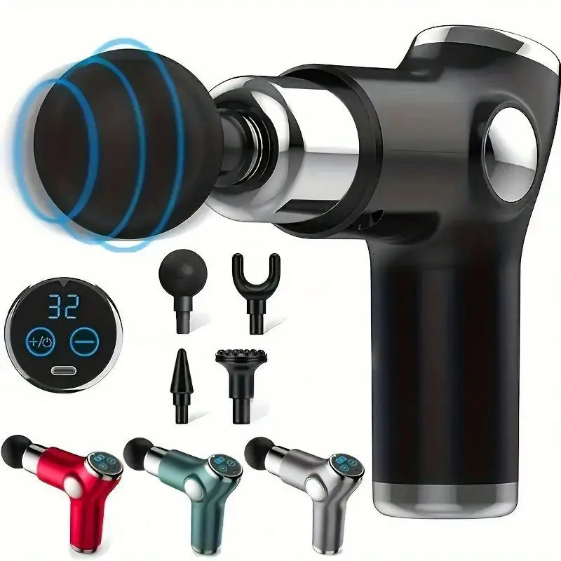 Fascia Gun Deep Tissue Massage Black Gray LED Display Multifunctional Device 32 Speed Control Fitness Exercise Assistant Tool 250424