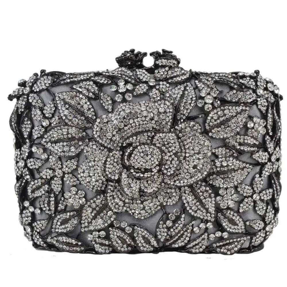 Dinner Bag Diamond Studded Banquet Hollowed Out Pink Rose Women S Full Of Diamonds Hand Held Bag Dress Bag KQ