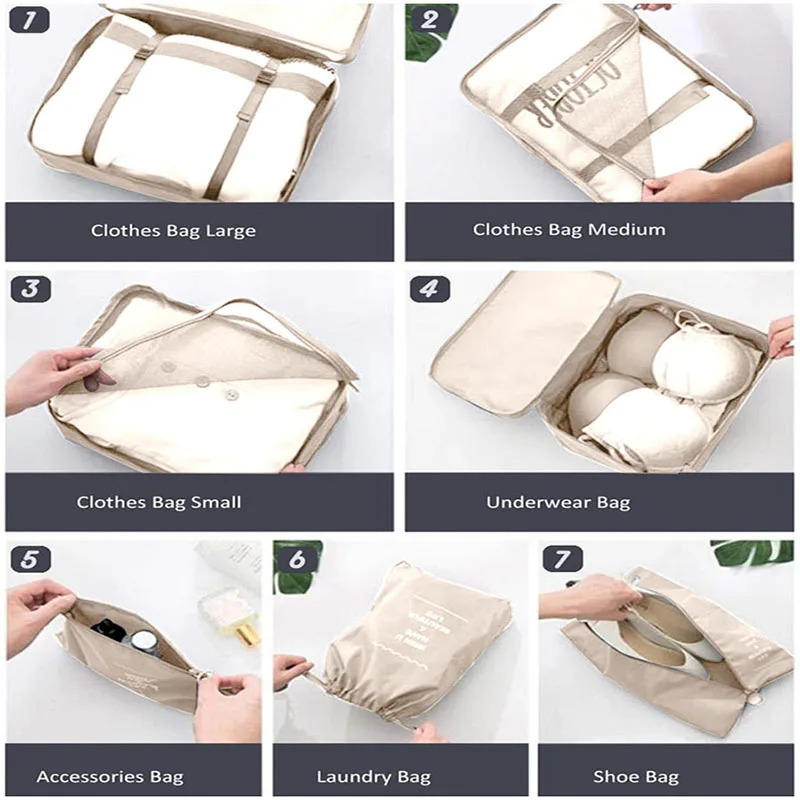 8/9 piece set packaging cube used for travel waterproof clothing underwear shoes toilet organizer Tidy bag travel storage bag 250430
