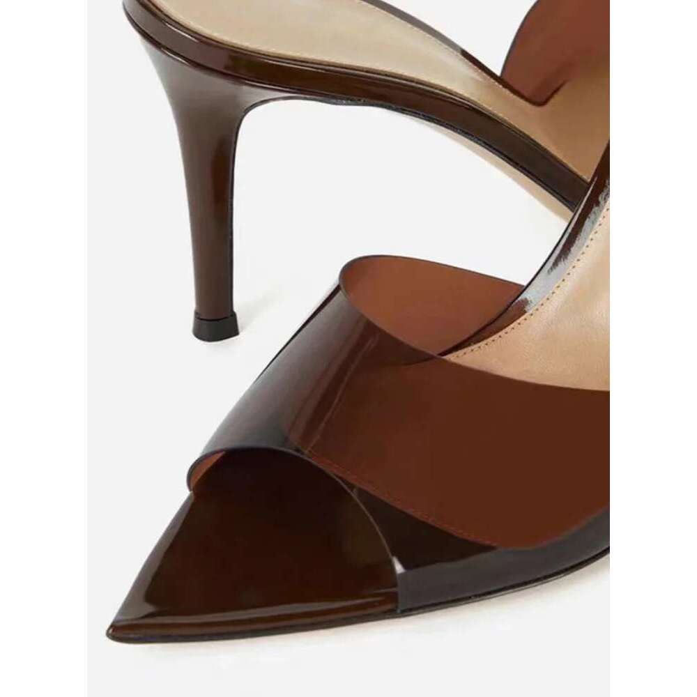 Fashion Designer Women's Simple Slippers Pointed Slip-on Mules Sexy Open Women Stiletto Sandals Outdoor Casual Shoes