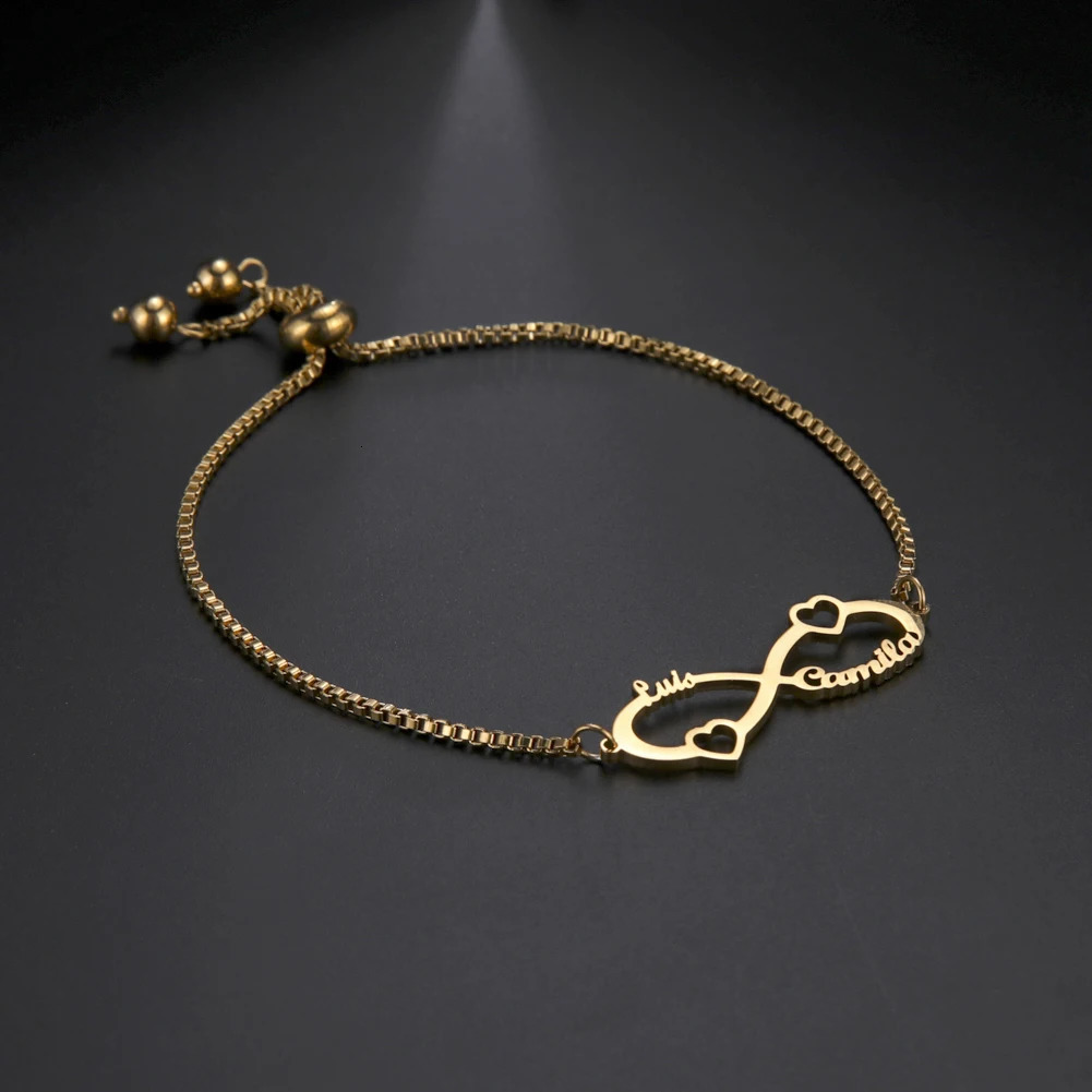 Sipuris Infinity Custom Name Bracelet Stainless Steel Adjustable Box Chain Personalized Bracelet For Women Fashion Jewelry Gifts 250430