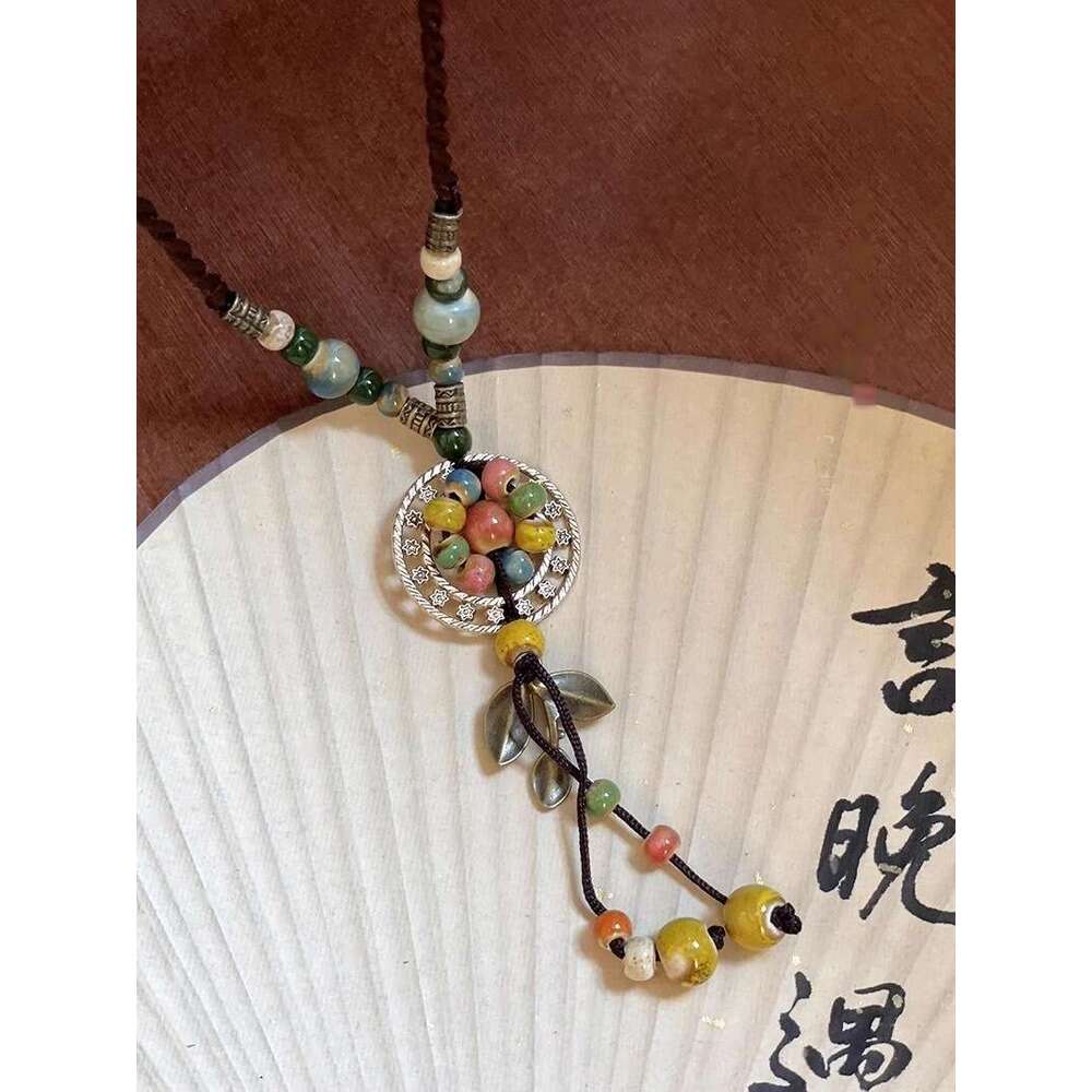 Bohemian Style Ceramic Necklace, Women's New Chinese Exotic Ethnic Style, High-End Sense, Long Sweater Chain Accessories