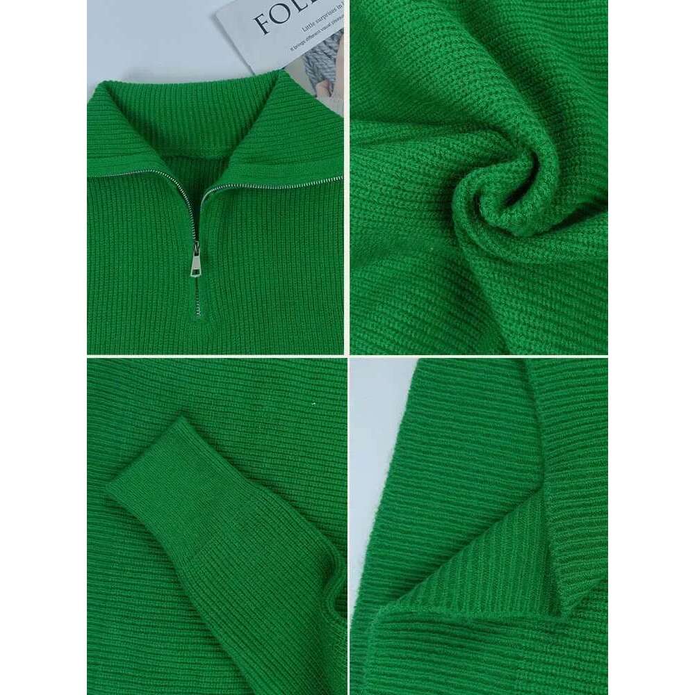 Fashion Women's Turtleneck Zippers Solid Loose Women Sweaters Pullover Long Sleeve Casual Knitted Sweater Woman Winter