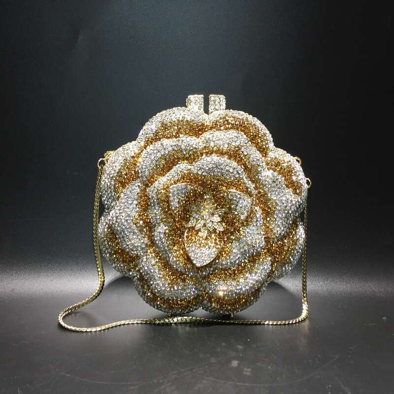 Dinner Bag BL Rose Water Hollow Metal Crystal Banquet Diamond Set Package Women S Handbag KQ