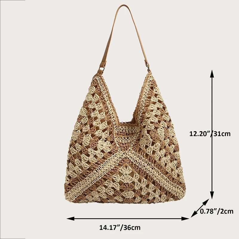 designer bag Popular Women's Woven Straw Shoulder Bag Medium Size Handbag With Handle For Beach Vacation