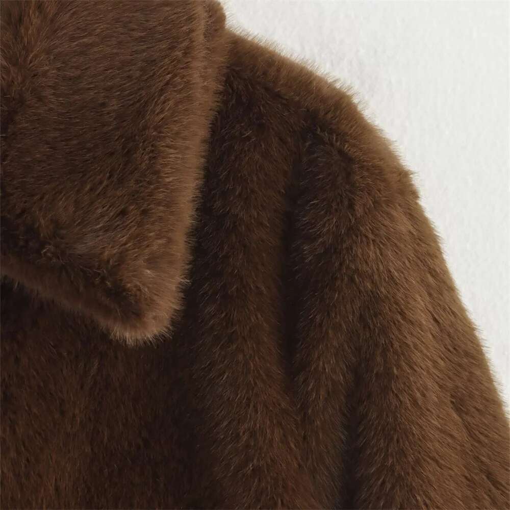 RARF loose lapel button embellished brown long sleeved jacket for women's autumn and winter collection