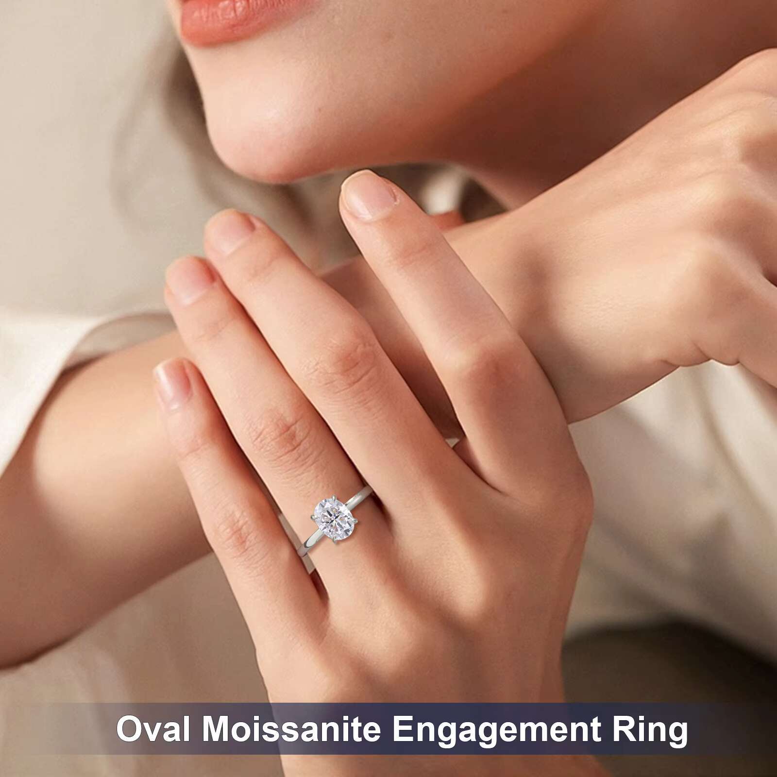 Luxury Jewelry Wholesale 1.5ct-3ct 925 Sterling Silver VVS Oval Cut Moissanite Diamond Engagement Band Ring for Women