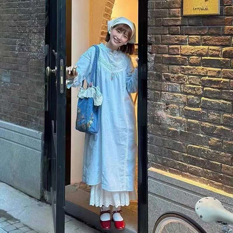Spring Summer New Original Artistic Retro Lace Patchwork Embroidery Single Shoulder Denim Handbag Embroidered Canvas Bag