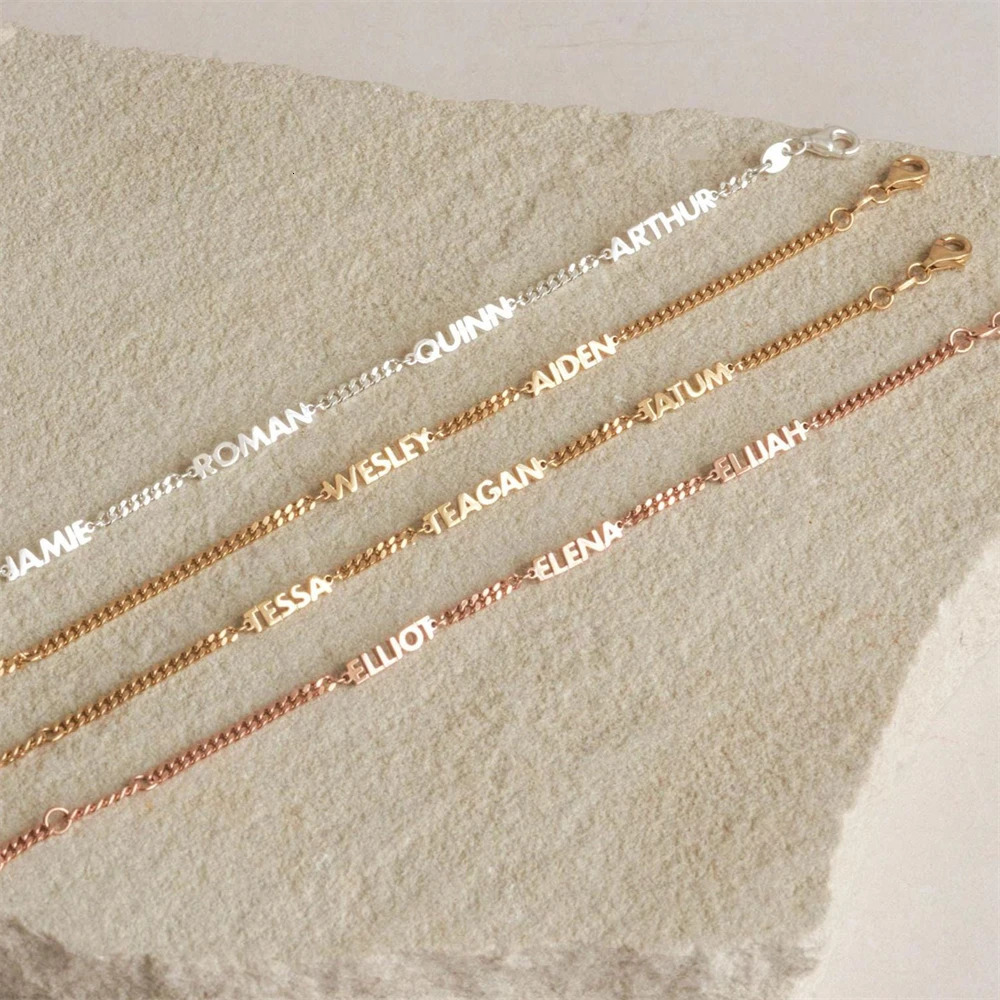 Custom Name Charm Womens Bracelets Personalised Gold PlatedStainless Steel Jewelry Pulseras Friend Customized Gift 250430