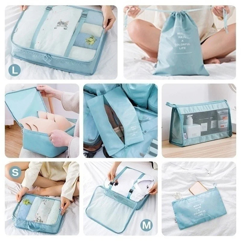 8 pieces/set of travel organizer bag travel organizer bag accessories luggage suitcase organizer waterproof washing bag clothing storage bag 250430