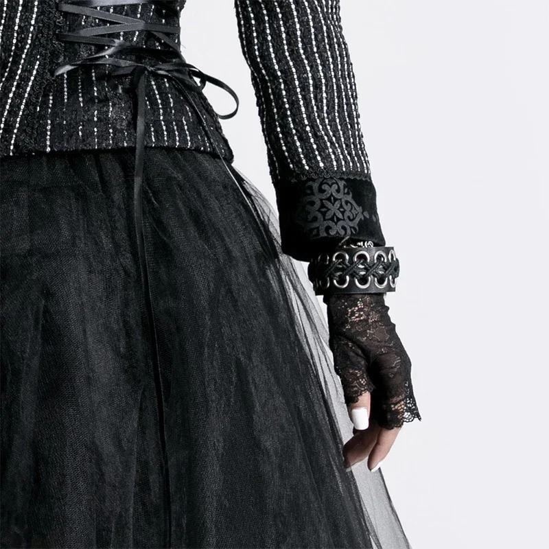 PUNK RAVE Lolita Party Sexy Mittens Women Gloves Gothic Black Female Lace Cosplay Fashion Accessories 1 Pair 250420