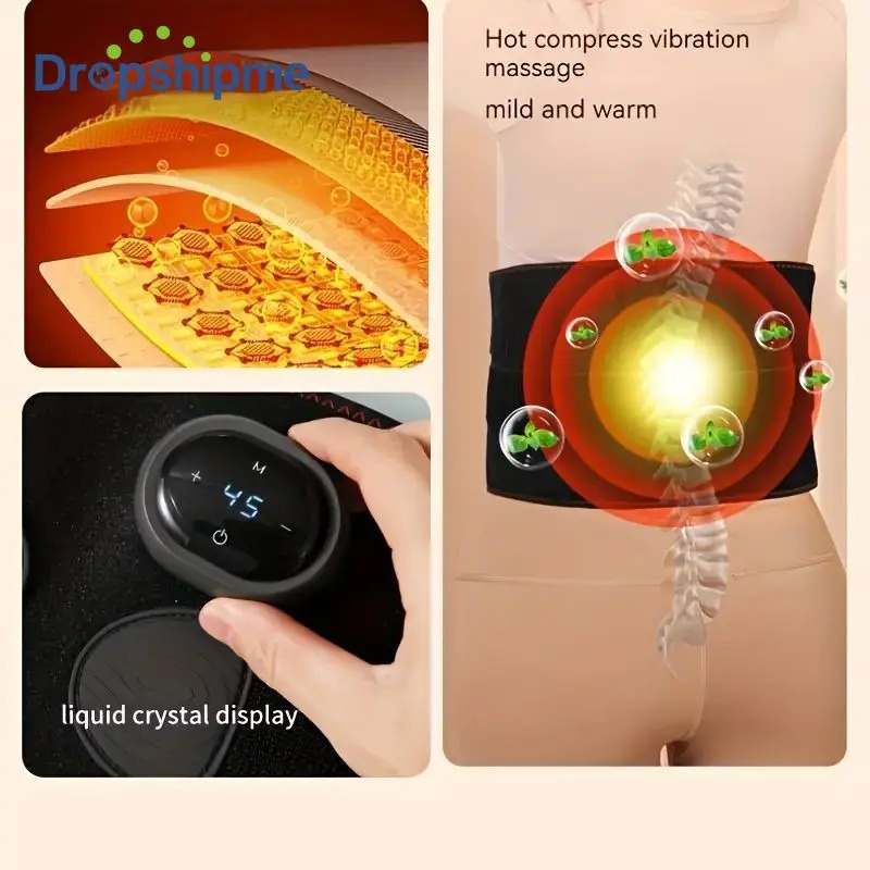 1 Pc Waist Massager Electric Lumbar Heating Belt Multi-gear Adjustment Portable Heat Massage Waist Brace Waist Support Belt 250424