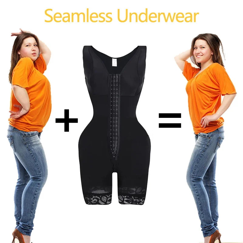 Full body Fajas Colombianas shape a high compression for girls with breasts used postpartum weight loss and abdominal area 250430
