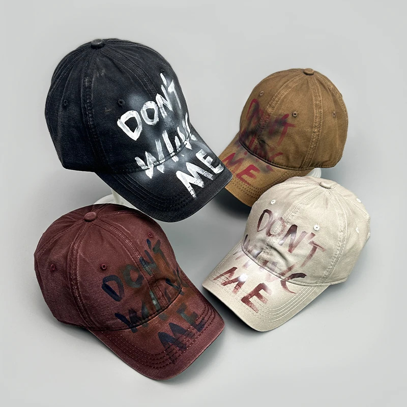 Retro Graffiti Alphabet Baseball Hat Neutral American Street Breathable Sunshine Hip Hop Edition Casual Fashion Leather Hat 250430