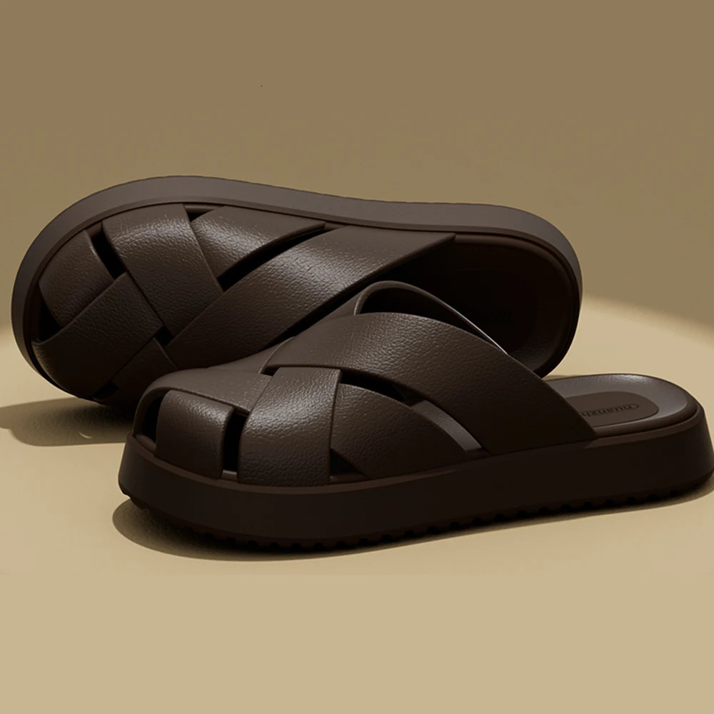 BASATU Men Summer Anti-slip EVA Closed-Toes Slippers Soft Outdoor Baotou Sandals Couple Unisex Home Indoor House Shoes Footwear 250428