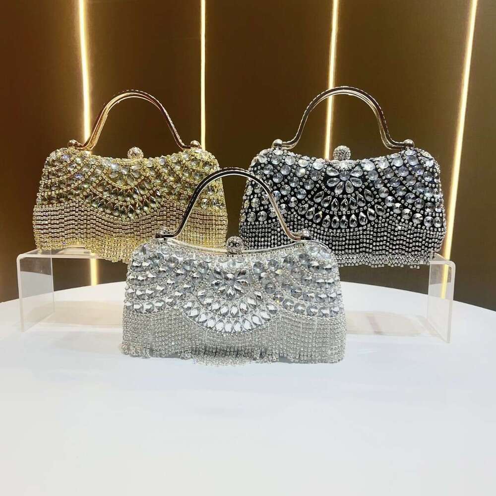 Dinner Bag New Diamond Set Handbag Tassel Evening Dress Bag Birthday Wedding Single Cross Shoulder Banquet Bag KQ