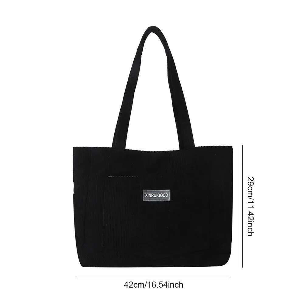 Women Large Capacity Shoulder Bags With Pockets Compartments Cord Tote Bag Handbags For School Work Shopping Bag