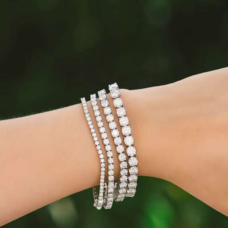 Moissanite Necklace Men Iced Out 925 Silver Moissanite Bracelet Tennis Chain Spring Clasp VVS D Moissanite Tennis