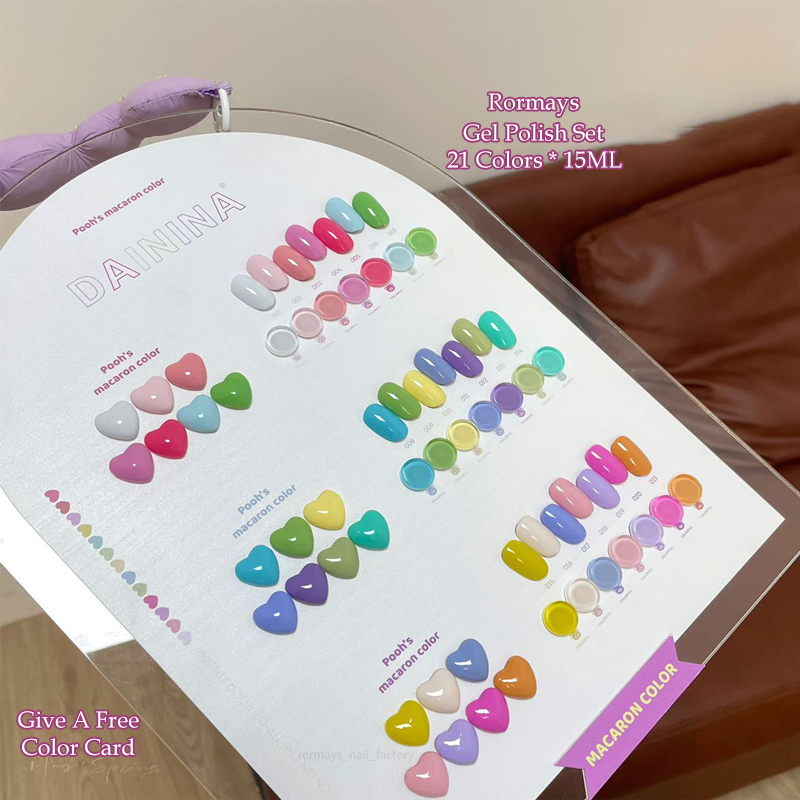 Rormays Macaron gel polishing 21 mixed transparent gel UV LED immersion durable UV summer color nail primer complete candy color salon wholesale facto